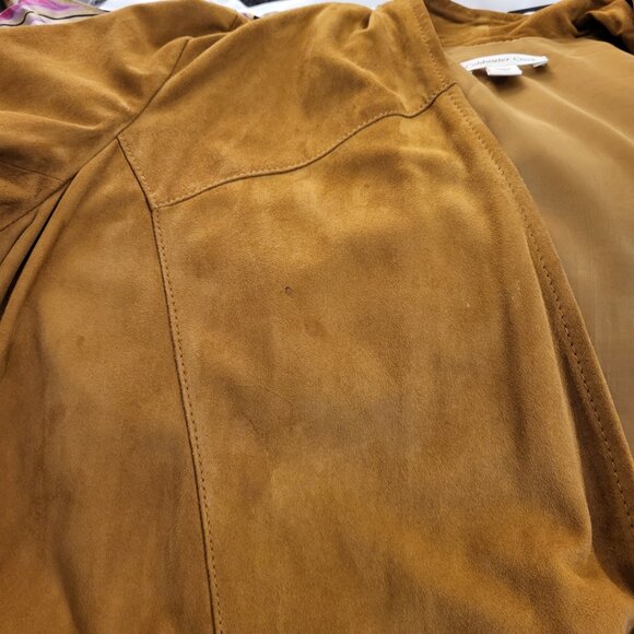 Coldwater Creek Women’s Soft Caramel Brown Suede Waterfall Jacket Cardigan Small - Picture 8 of 13